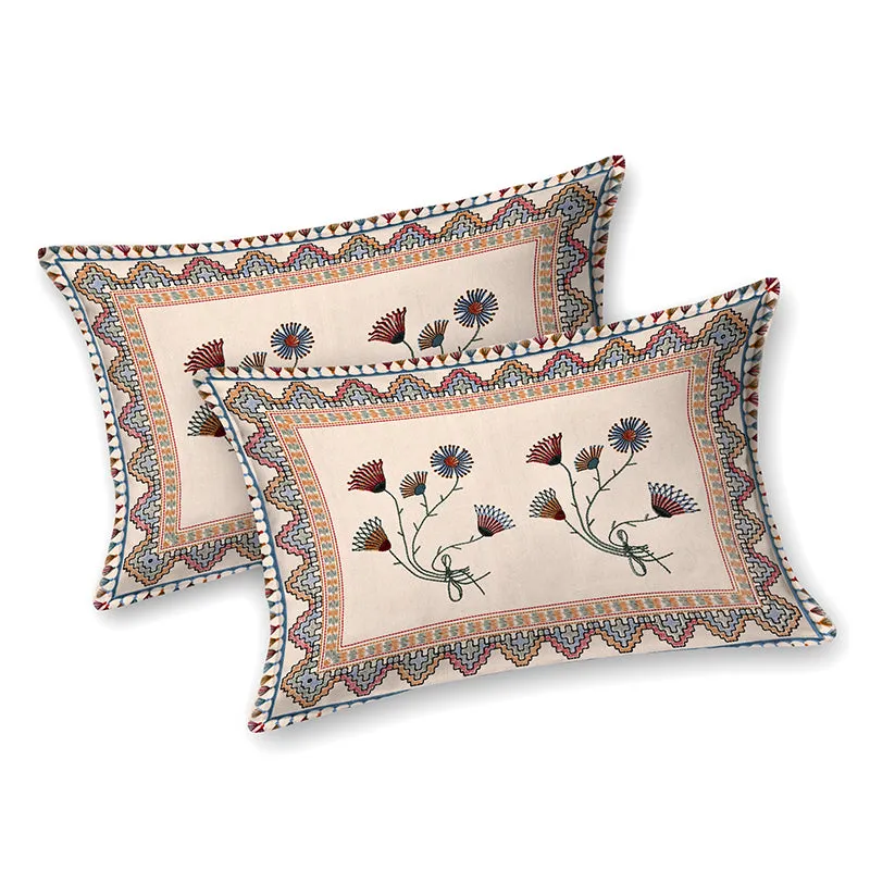Aashvi Ethnic Cotton Bedsheet (Beige) - 180 TC media 7