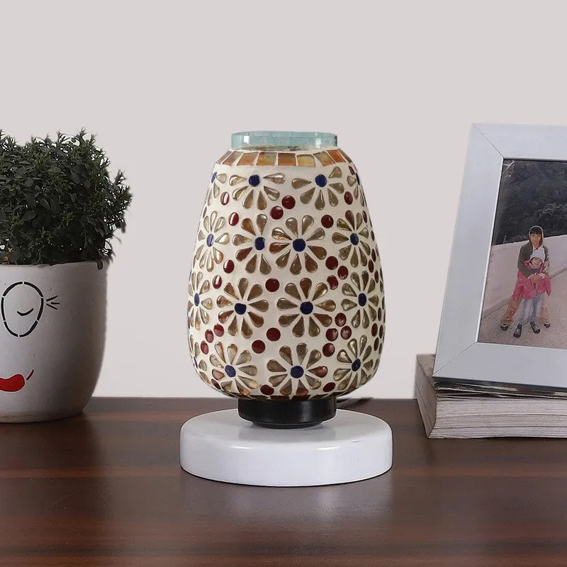 Primrose Glass Table Lamp With Wooden Base - Multicolor media 4