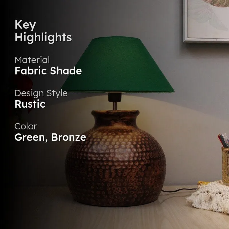 Girisha Fabric Table Lamp - Green,Bronze media 2