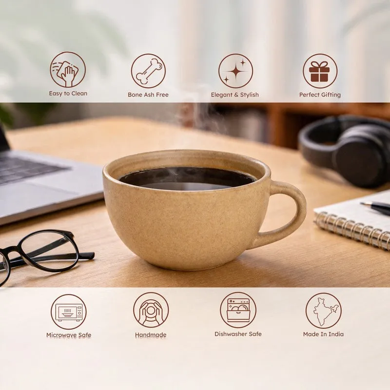 Cuddle Ceramic Tea Cup (250 mL Each),Brown) - Set Of Four media 5