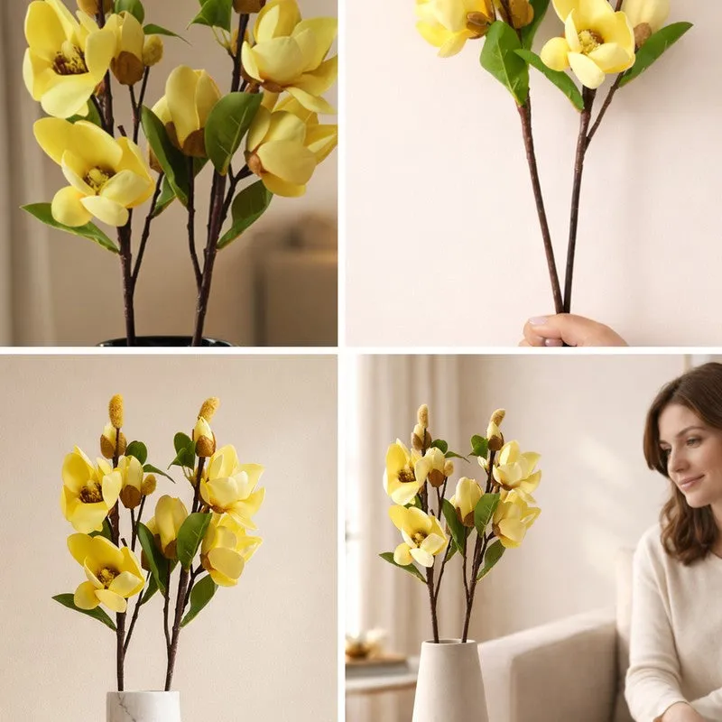 Blushora Plastic Artificial Flower (Yellow) - Set Of Two media 7