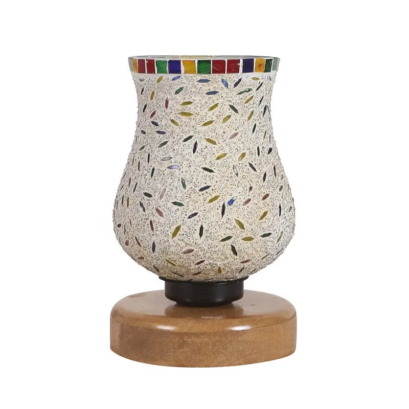 Glow Mosaic Glass Table Lamp With Wooden Base - Multicolor media 5