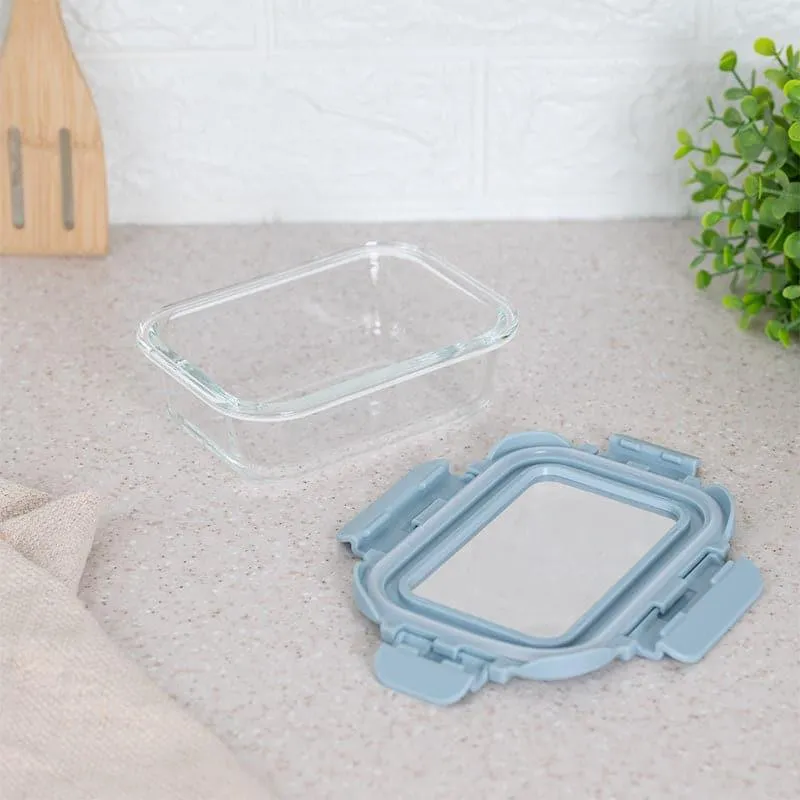 Boro Glass Lunch Box With Steel Lid (Grey) - 370 ML media 5