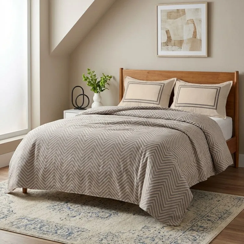 Wave Whisper Cotton Bedsheet (Grey) - 224 TC media 1