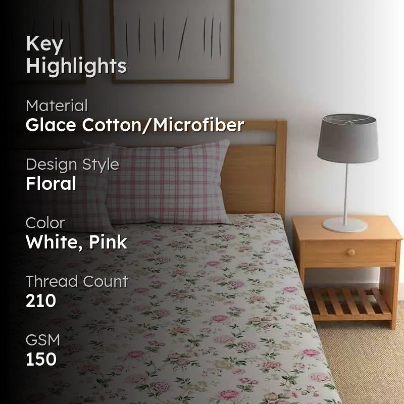 Floral Grace Microfiber Bedsheet - 150 GSM media 2
