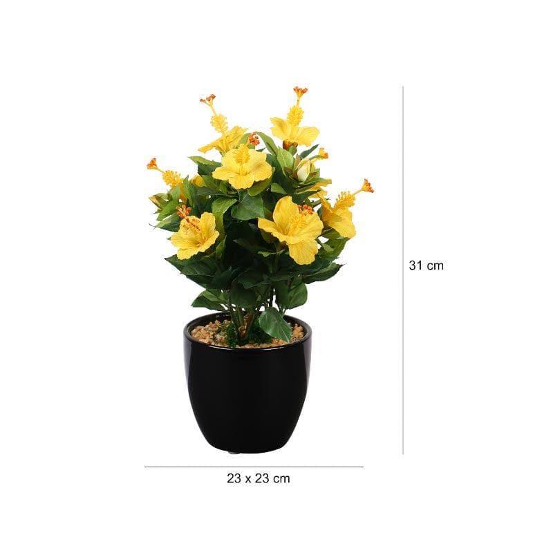 Faux Mini Hibiscus Bonsai In Ceramic Pot (31 cms) - Yellow media 4