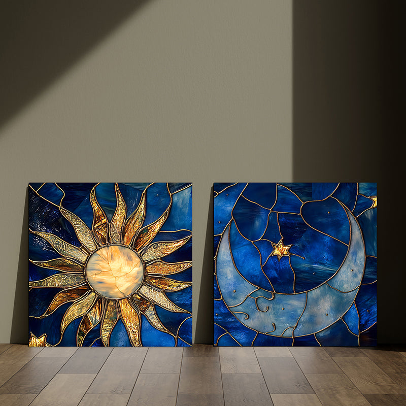 Celestial Mosaic Cotton Canvas Wall Art - Set Of Two media 7
