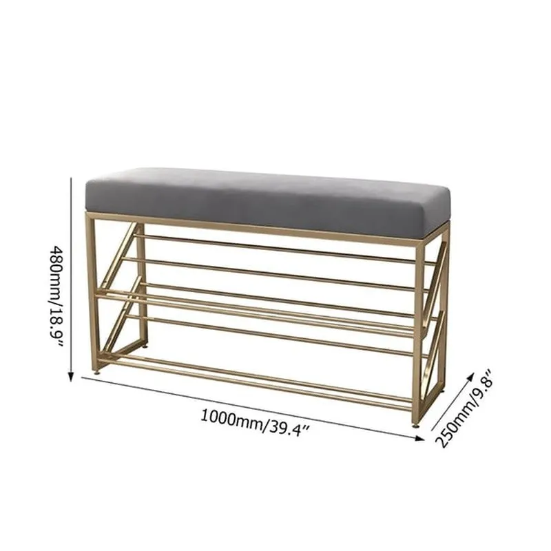 Adjustable Metal Shoe Rack - Gold,Grey media 7