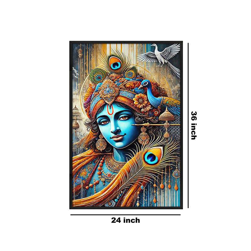 Grace Of Kanha Wall Painting With Frame media 6