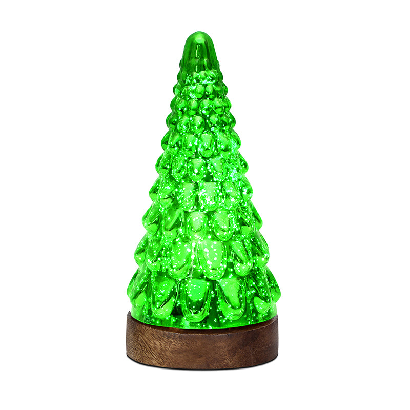 Vibrant Pinewood Xmas Tree Glass Table Lamp  Green - Green media 3