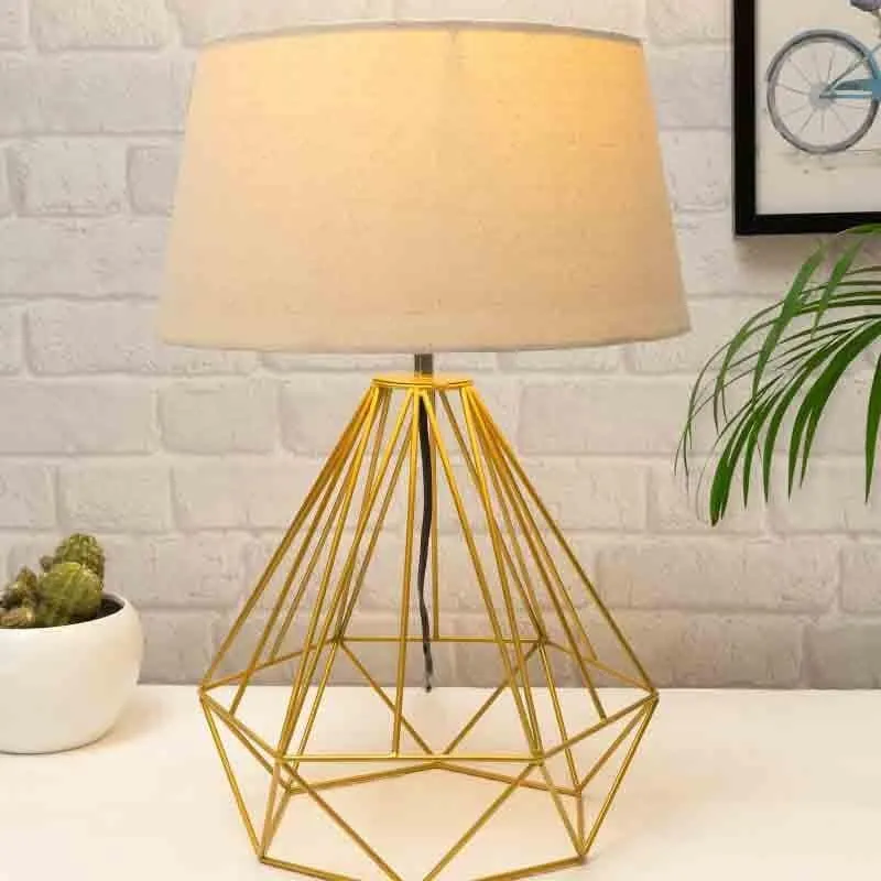Diamond Dust Fabric Table Lamp - Gold,White media 3