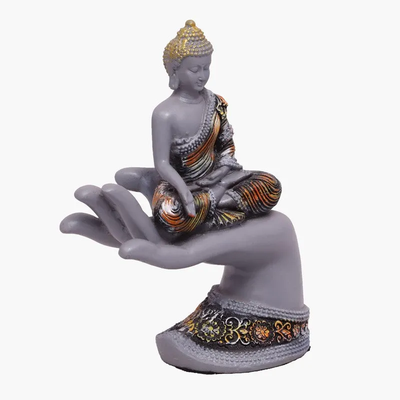 Meditating Buddha Polyresin Idol (Grey) - Set Of Three media 5