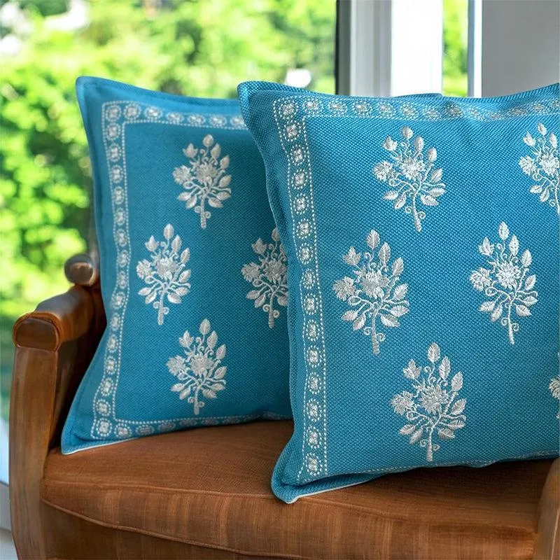 Stitch Lab Embroidered Cotton Cushion Cover - Set Of Two media 4