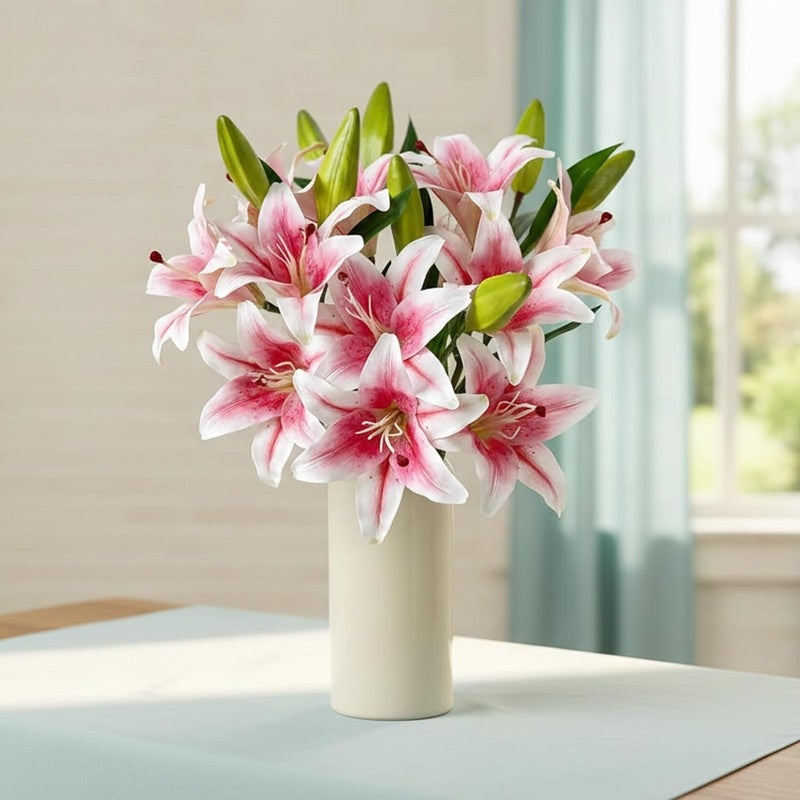 Lilium Roose Silk Artificial Flower Sticks - Pink media 7