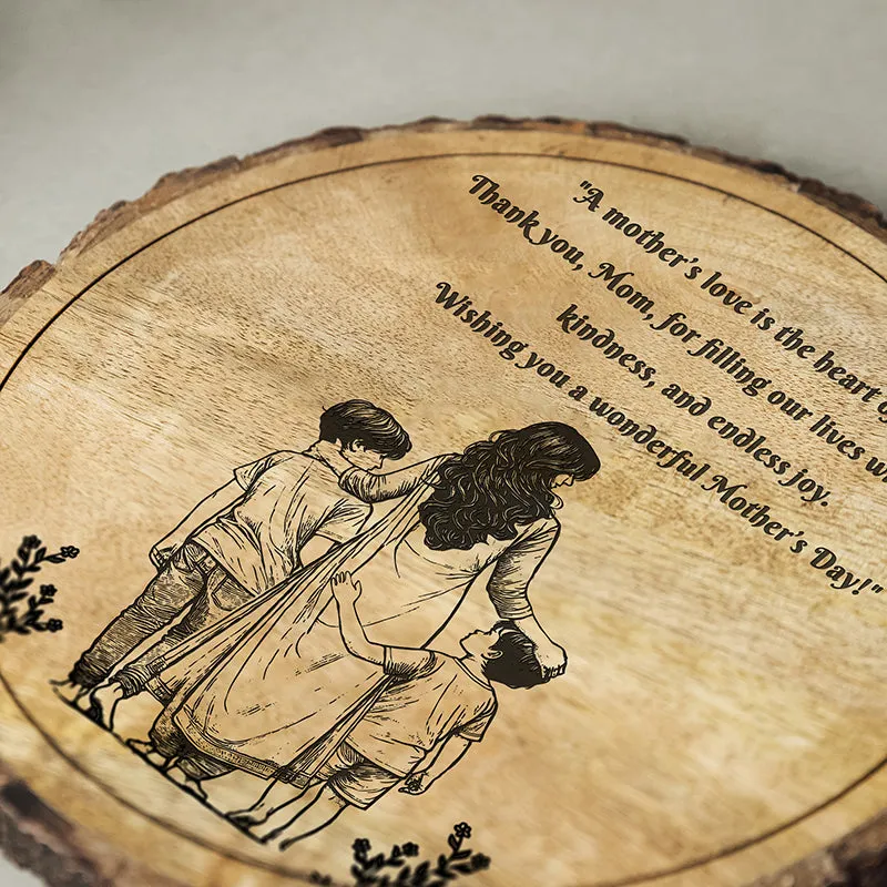 Heart Of Family Wood Showpiece - Round media 4