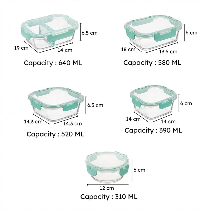 Crusade Glass Container (310, 390, 520, 580 & 640 ML) - Set Of Five media 9