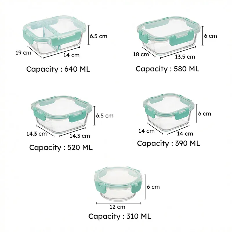Crusade Glass Container (310, 390, 520, 580 & 640 ML) - Set Of Five media 9