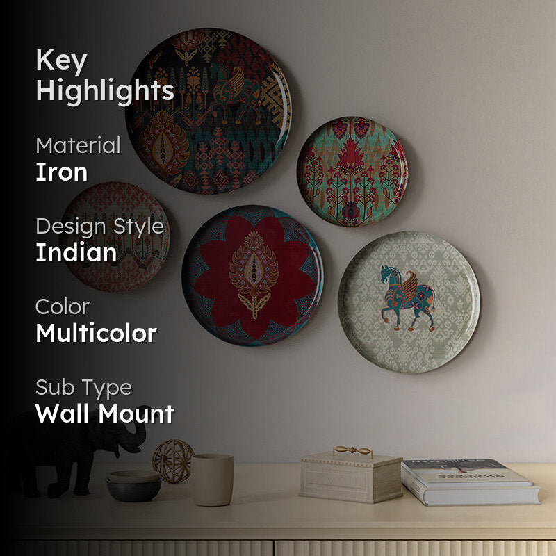 India Circus Nomad Stallion Iron Wall Plate - Set Of Five image 2