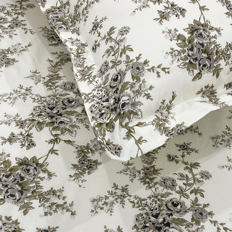 Swayam Rosabella Floral Cotton Bedsheet (Grey) - 250 TC media 6