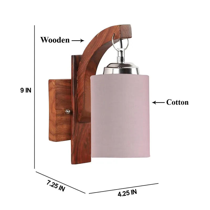 Forma Cylindrical Fabric & Wooden Wall Lamp - Grey media 4