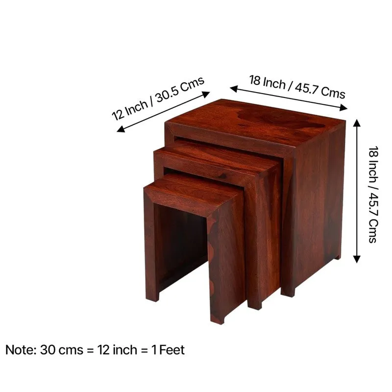 Sverox Sheesham Wooden Side & Bedside Table (Deep Brown) - Set Of Three media 10