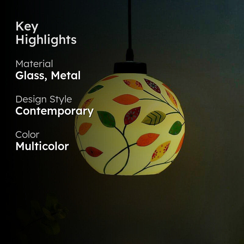 Flora Dance Moon Hand Painted Glass Ceiling Lamp media 2