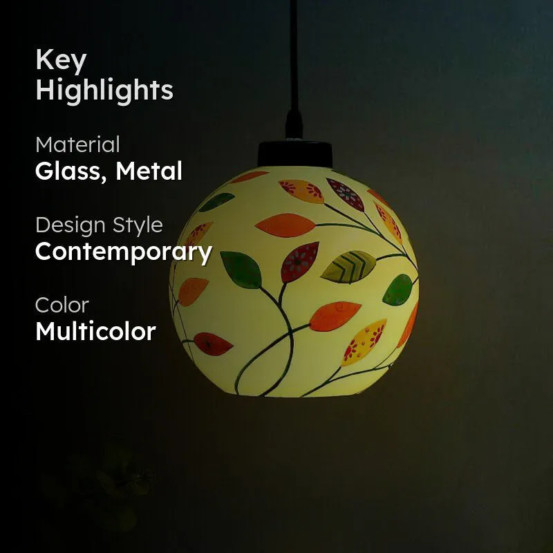 Flora Dance Moon Hand Painted Glass Ceiling Lamp media 2
