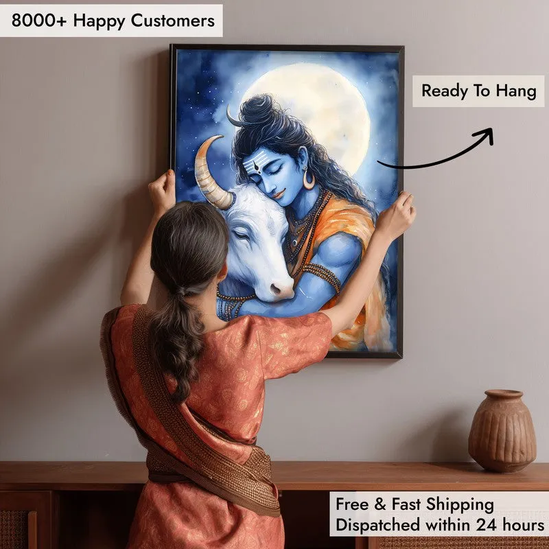 Kailasa Vihari Spiritual Archival Paper Wall Painting With Frame - Black media 6