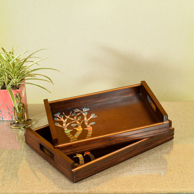 Chirpy Birdies Handcrafted Serving Tray - Set of Two