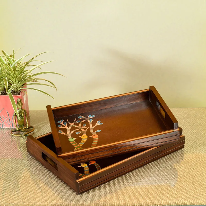 Chirpy Birdies Handcrafted  Serving Tray - Set of Two media 1