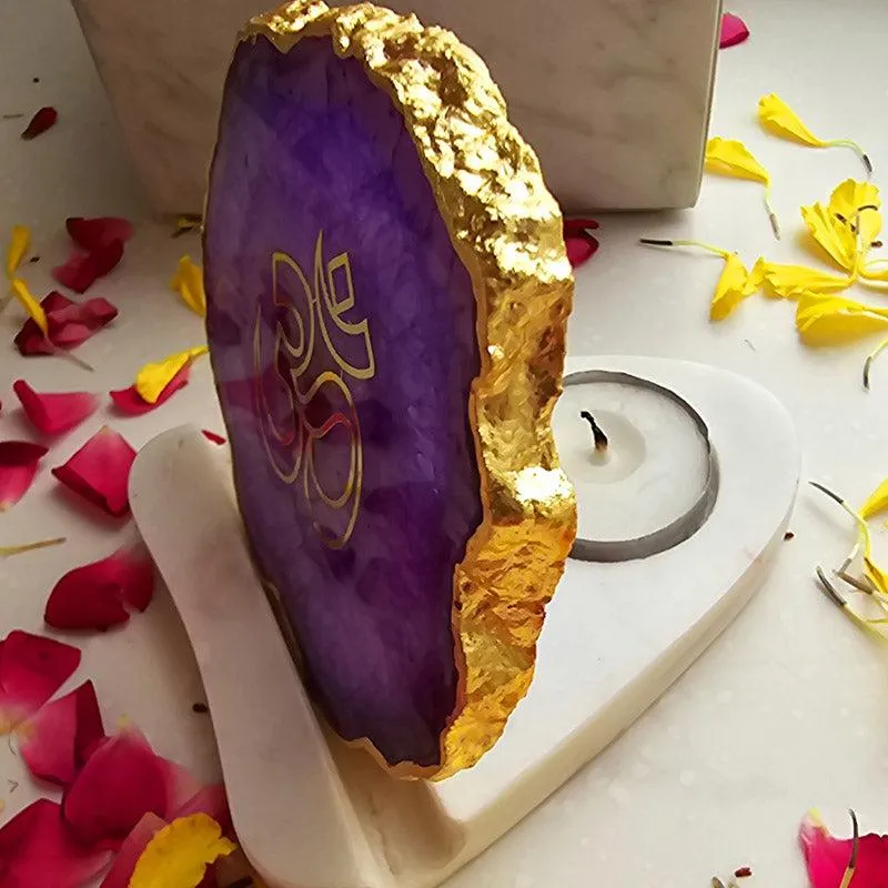 Sacred Om Tealight Candle Holder - Purple media 3