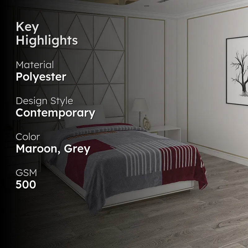 Monte Carlo Urban Harmony Blanket (Maroon,Grey)- 500 GSM media 2
