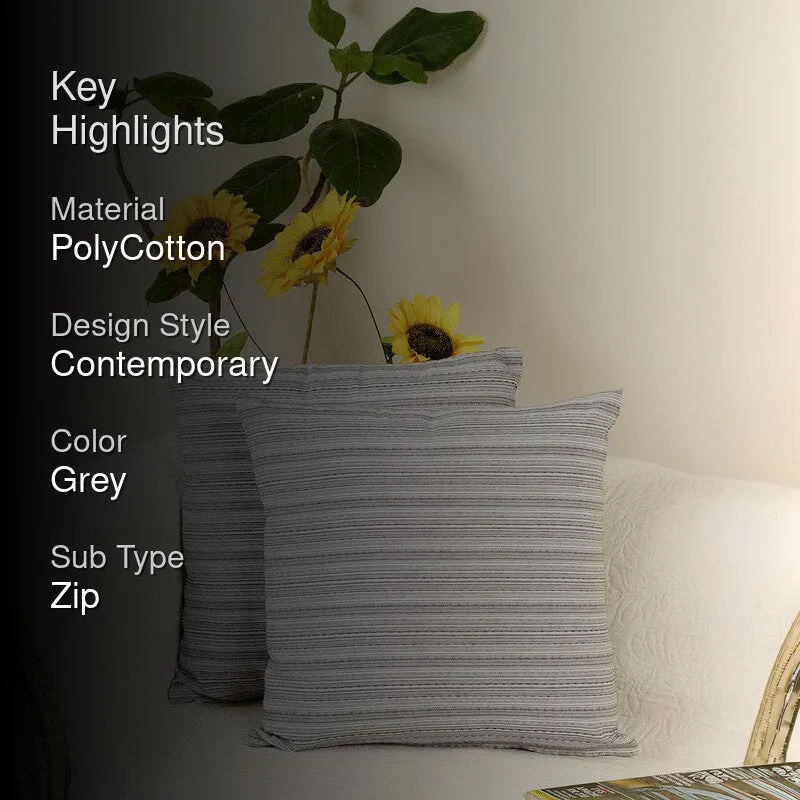 Striped Serenity Cushion Cover (Grey) - Set of Two media 2
