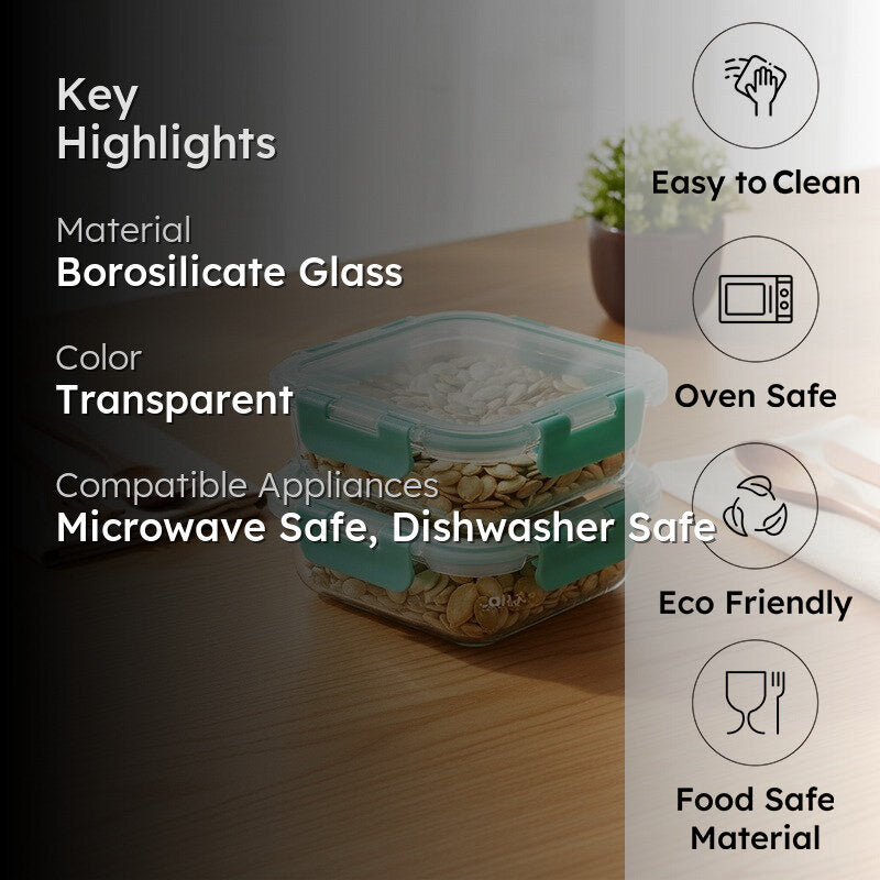 Pakro Leak Proof Glass Lunch Box (185 mL Each) - Set Of Two media 2