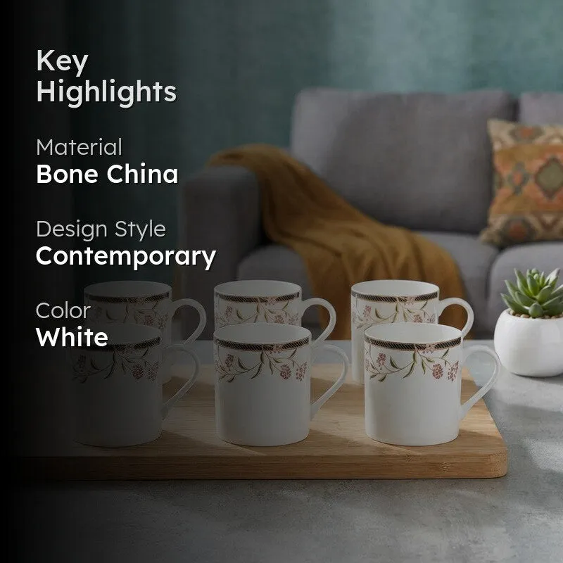 Royal Bone China Tea Cup (210 mL Each) - Set Of Six media 2