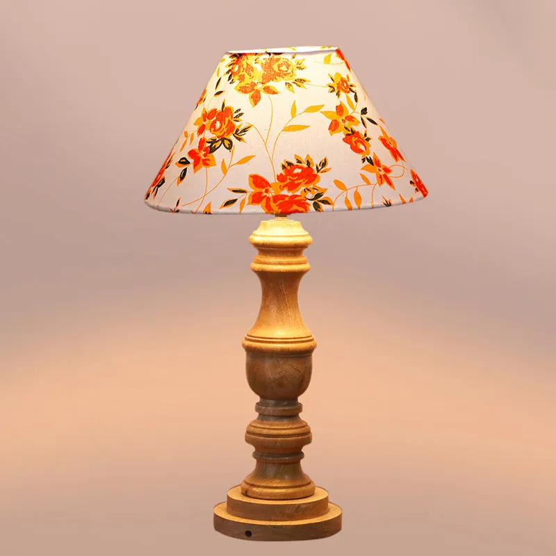 Fleur Cone Carve Wooden Table Lamp - Multicolor media 4