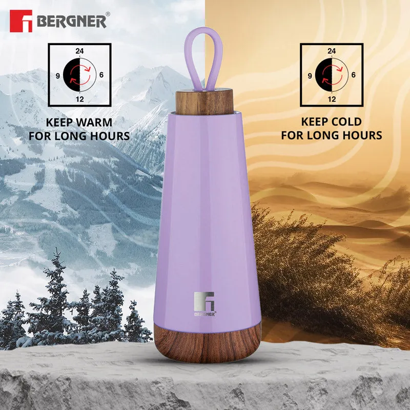 Bergner Walking Fairy Fountain Thermosteel Hot And Cold Flask (Purple) - 370 mL media 1