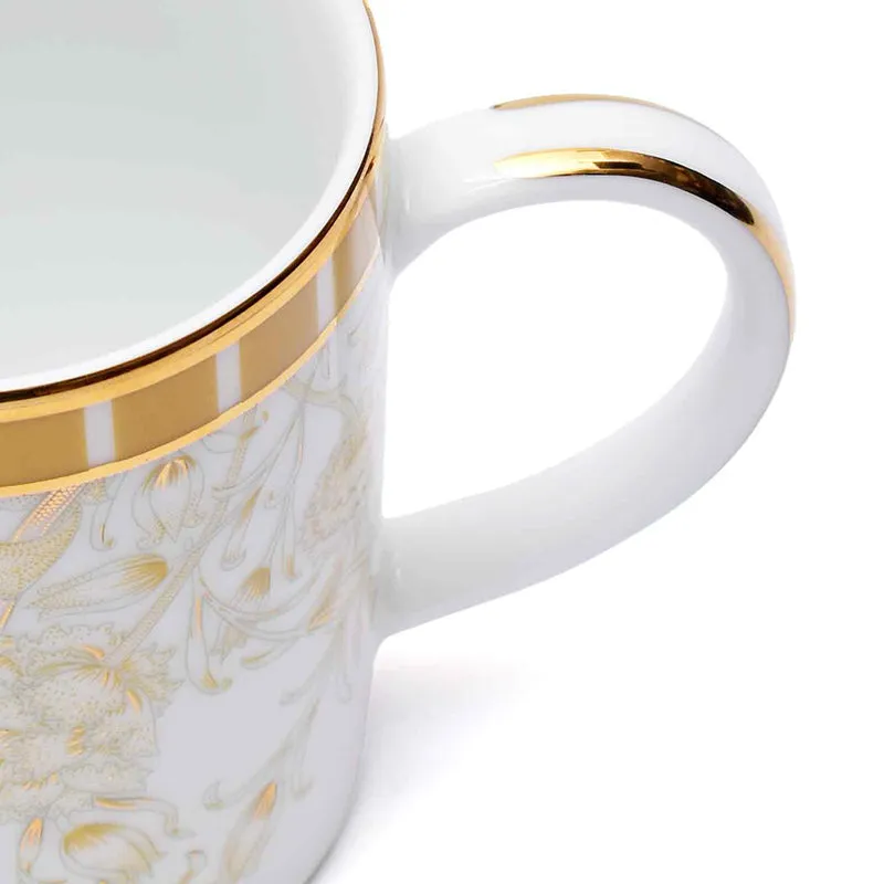 Gilded Iris Slim 24k Gold Brushed Porcelain Coffee Mug(280 mL Each/Gold) - Set Of Six media 7
