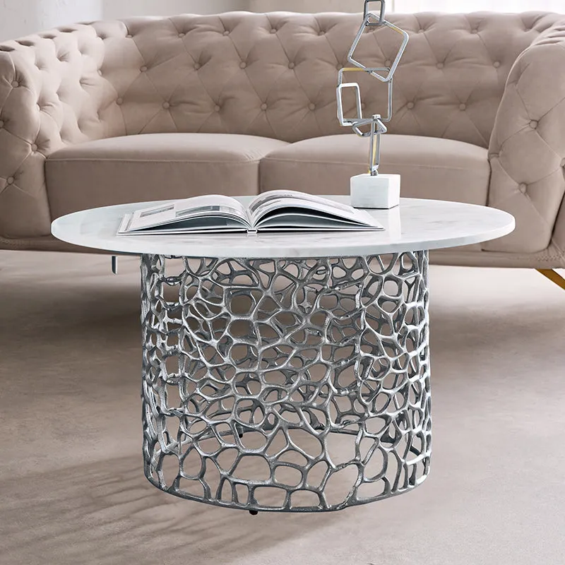 Intrica Fat Aluminum Center Table - Silver media 1