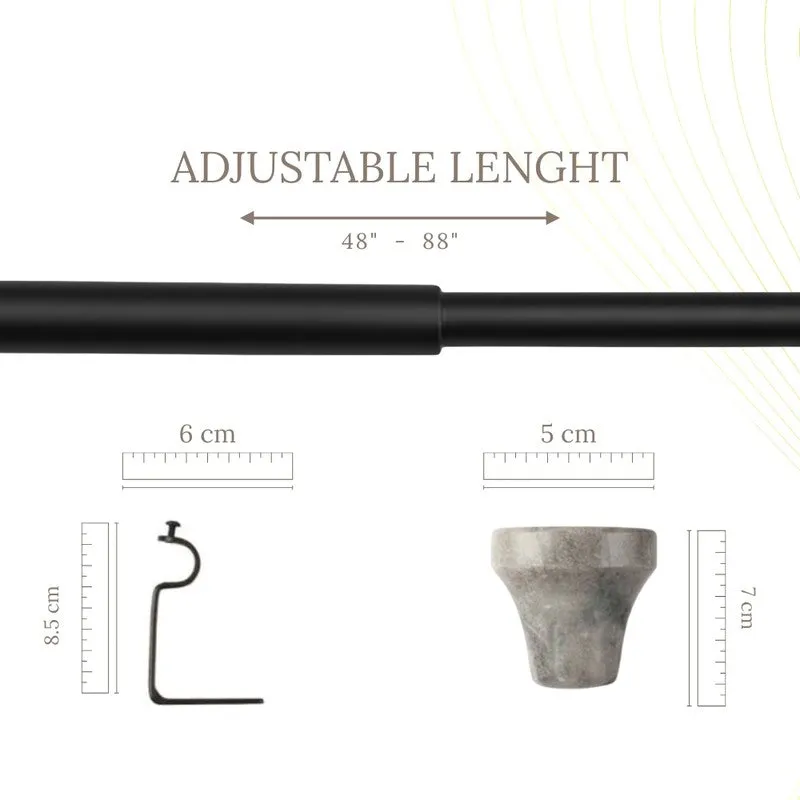 Strativa Extendable 1" Single Curtain Rod With Urn Finial & Brackets media 5