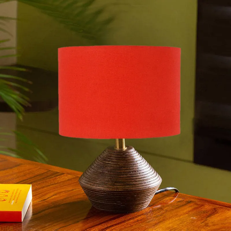 Yami Wooden Table Lamp - Brown,Orange media 1