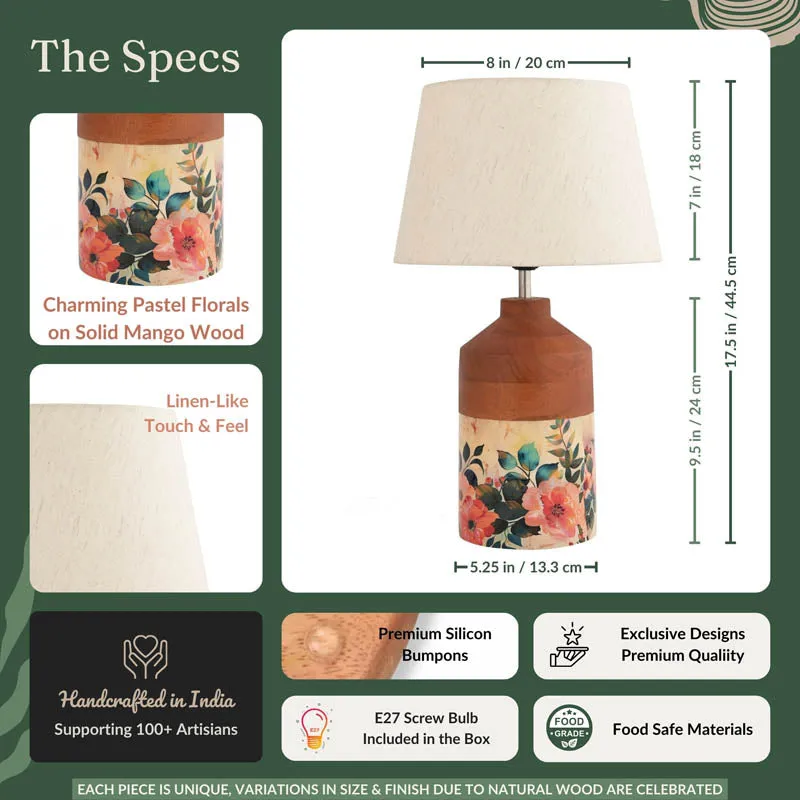 Gardenia Bloom Wooden Table Lamp - Multicolor media 5