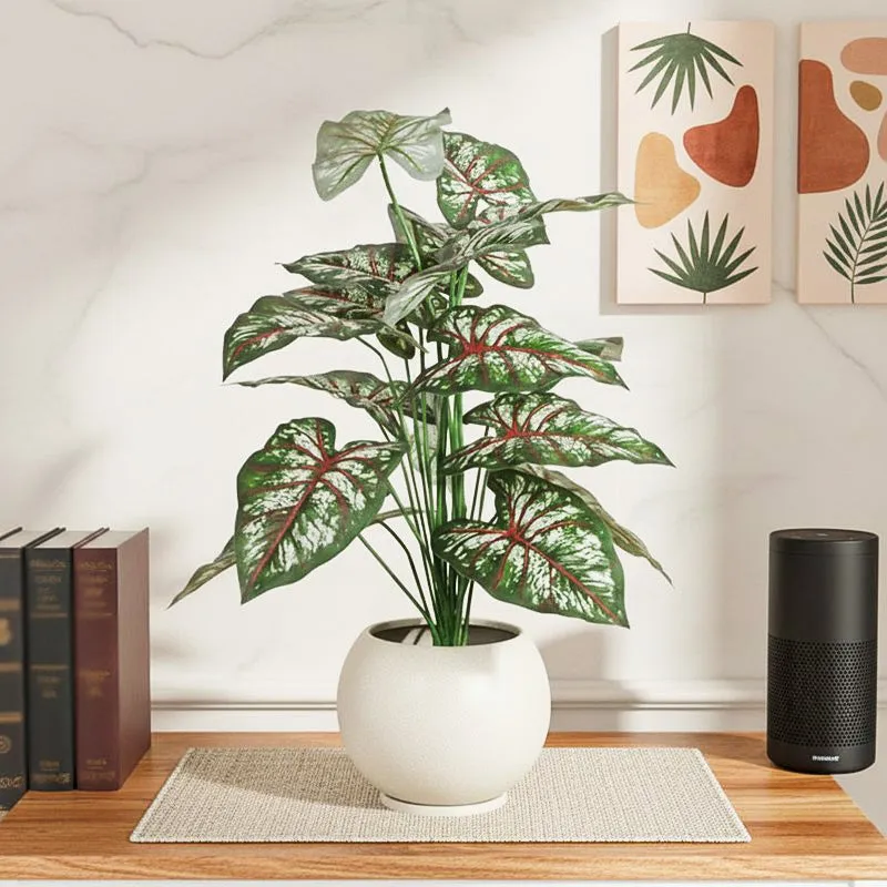 Calena Artificial Caladium With Black Plastic Pot - 2.3 Feet media 1
