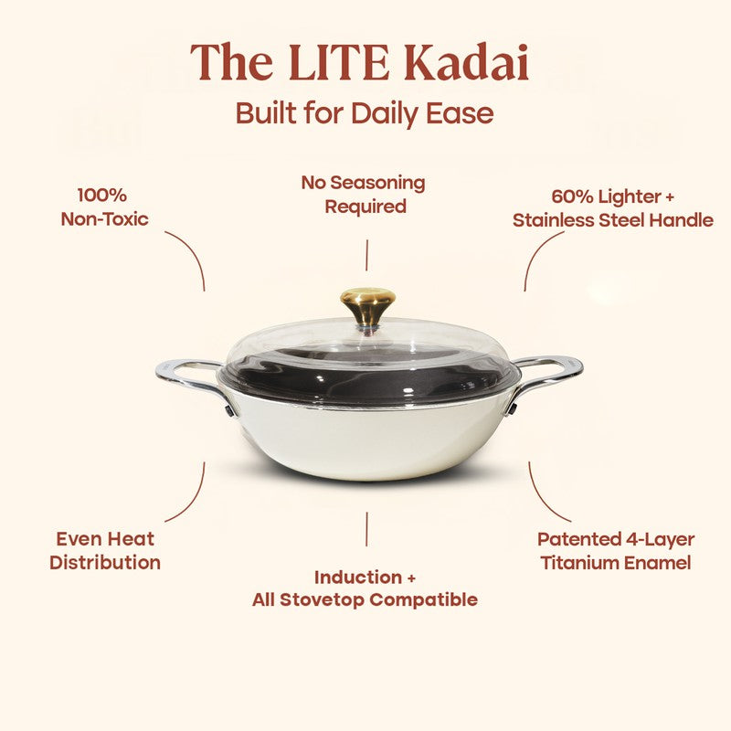 Cumin Co Enamel Cast Iron Kadhai (3000 mL) - White media 5
