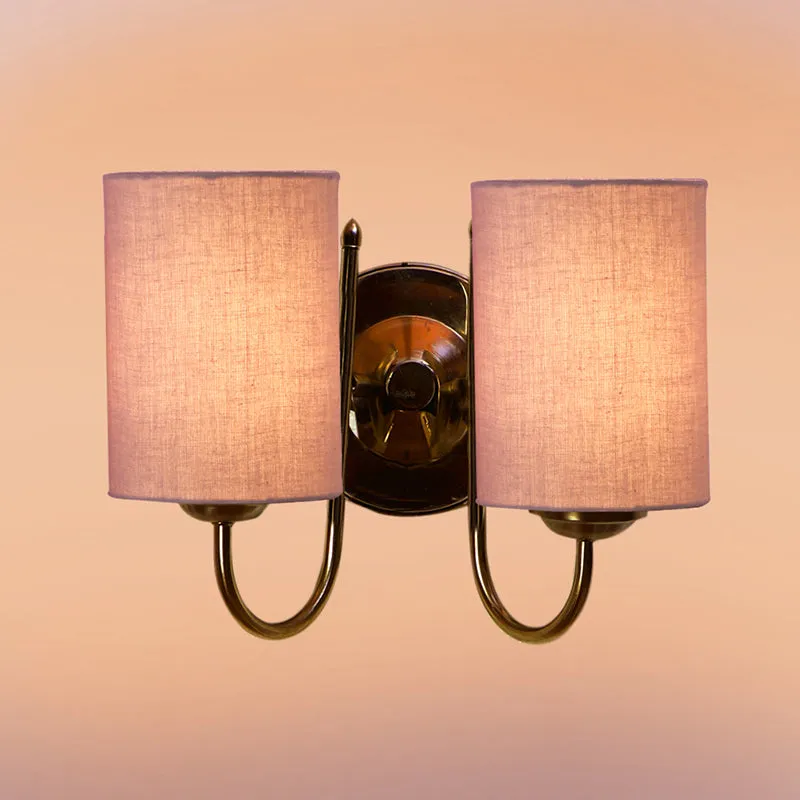 Veda Duo Cylindrical Fabric & Metal Wall Lamp - Grey media 3