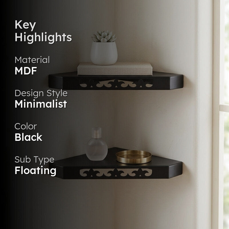 Vera Corner Floating Shelf (Black) - Set Of Two media 2