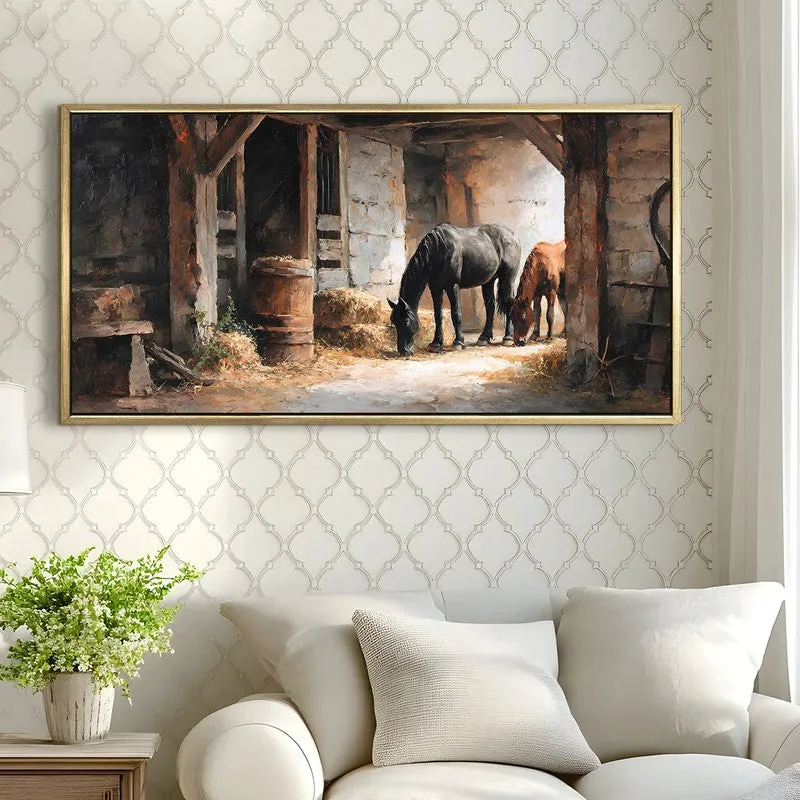 Stable Shadows Canvas Wall Painting With Frame media 4