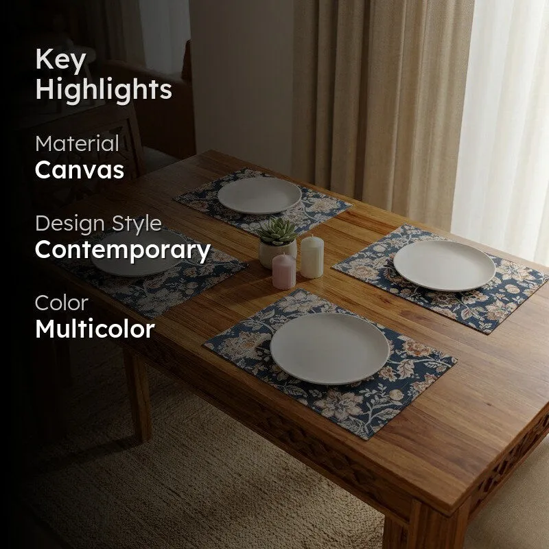 Navy Blossom Haven Canvas Table Mats - Set Of Four media 2