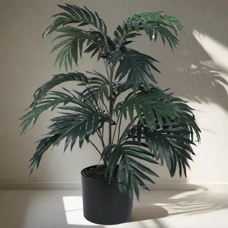 Faux Golden Cane Areca Palm Plant With Black Plastic Pot - 2.46 ft media 4