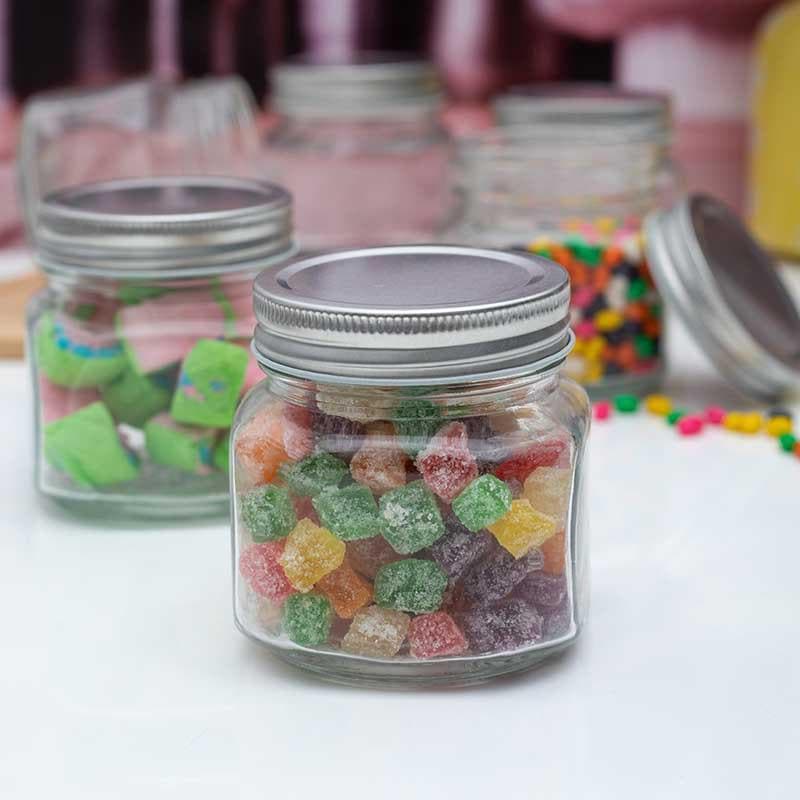 ZIva Storage Jar with Metal Lid (300 mL Each) - Silver - Set of Six - 300 mL